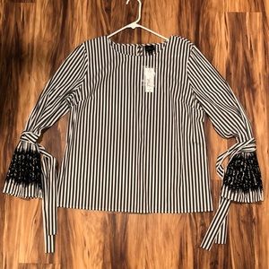 Flared Lace Charcoal Stripe Dress ShirtNEVER WORN*